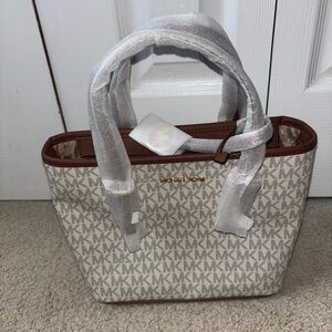 Michael Kors Signature Cream and Brown Tote